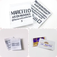 Étiquettes tissées personnalisées en damassé écologique à pliure latérale pour vêtements, chaussures, sacs – Étiquettes en tissu polyester à coudre – Conception privée