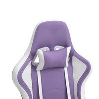 Chaise de jeu E-sports de qualité supérieure avec rembourrage confortable, chaise de bureau inclinable réglable 2D, chaise de jeu violette et blanche
