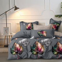 Ensemble de housse de couette imprimé de luxe 4 pièces personnalisé 100% tissu en microfibre de polyester motif floral 300TC écologique confortable