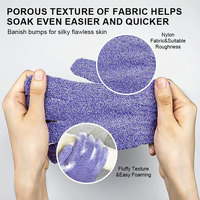 Gants de douche exfoliants pas chers à double texture en nylon pour le corps et les mains, éliminateur de cellules mortes, exfoliant, gant de bain pour hommes et femmes
