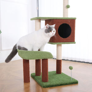 Eleganter Hoher Katzenbaum mit Mehrstufigen Plattformen Blattförmigem Design und Geräumigem Katzenklo - Product Image 6