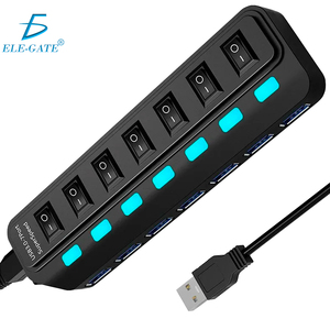 Hub USB 3.0 Ele-Gate à 7 ports avec interrupteurs individuels, transfert de données haute vitesse - Product Image 1