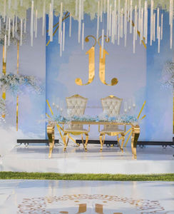 Luxus Golden Edelstahl Hochzeit Braut und Bräutigam Esstisch - Product Image 5