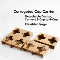 Libon Lot de 2 manchons et plateaux jetables en papier kraft pour tasses à café et boissons à emporter, personnalisables, vendus par carton