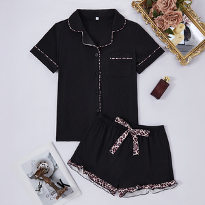 High Quality Summer Womens Pajamas Sleepwear Sets-Soft & Smooth Satin Casual Fashion Lounge Wear With Solid Pattern
