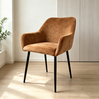 Fauteuil de salle à manger contemporain en gros, revêtement en chenille douce, pieds en métal robustes, pour usage domestique et hôtelier