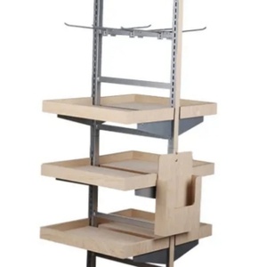 Expositor de suelo de PP de gran venta, estante de madera y metal con servicio de corte y procesamiento y ruedas - Product Image 2