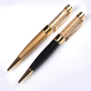 Huahao brand Gold Crystal Stones Fat Bllpoint Metal Roller Pen