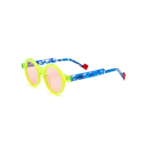 Lunettes de soleil rondes à monture complète, monture multicolore, verres miroir, protection UV 100%, unisexe pour enfants - Product Image 5