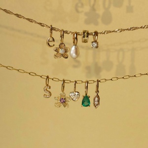 Europe United States New Stainless Steel DIY12 Birthstone Pendant Necklace Butterfly <b>Cross</b> Shape Link 18K Gold Vacuum Plating - Product Image 5