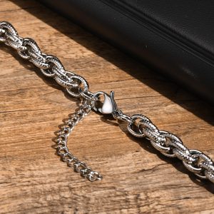 سوار سلسلة ملتوية منقوش من الفولاذ المقاوم للصدأ 18 + 5 Vnox أسود/فضي/عتيق رمادي - Product Image 5