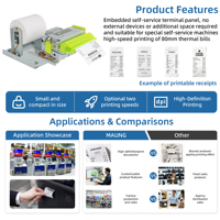 Modul Printer Thermal Terintegrasi 80mm Kecepatan Tinggi 300mm/s dengan Pemotong Otomatis ESC/POS untuk Kios Layanan Mandiri