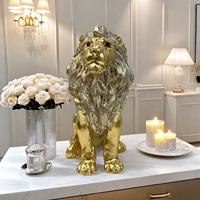 Statue de lion moderne en résine, sculpture animale de luxe, décoration artisanale pour salon, bureau, hall d'entrée, ornements Feng Shui