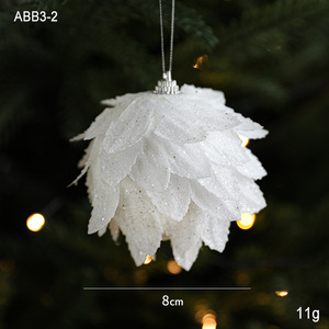 Boules de Noël suspendues, décorations blanches à fleurs, paillettes, bulles, pour arbre de Noël, mariage, fête, décoration de vacances - Product Image 3