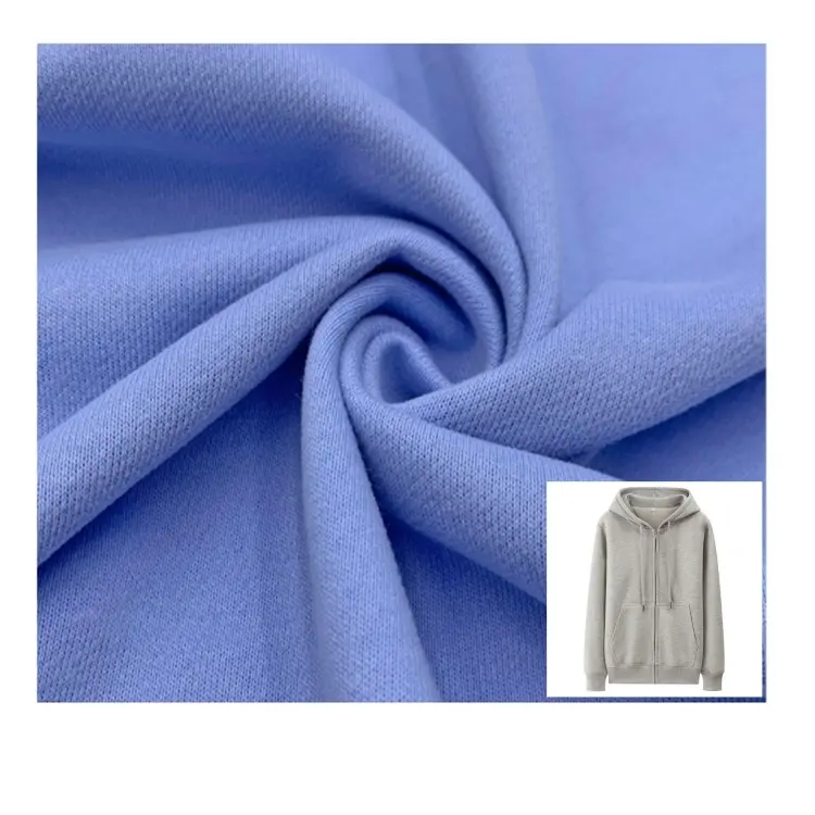 Tecido CVC com capuz personalizado para moletom e moletom, tecido de lã terry francês 80 algodão 20 poliéster, novidade para vestuário