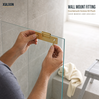 Charnière de porte en verre sans cadre 90 degrés Or Titane pour douche, fixation mur-verre usinée CNC