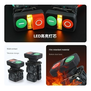 Interrupteurs à bouton-poussoir électriques en plastique XB4 de 22 mm avec lumière LED, interrupteur d'arrêt d'urgence en forme de champignon rouge - Product Image 3