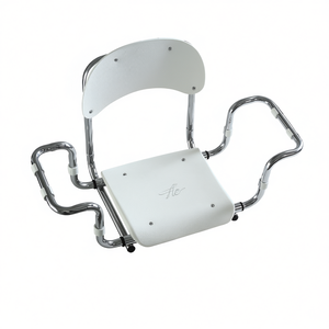 Asiento de Baño con Respaldo, Marco Cromado, Blanco, 36 cm de Largo, 40 cm de Ancho, 20 cm de Alto, Equipo de Seguridad para Baño - Product Image 2