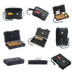 Benutzer definiertes Etikett Logo Zigarren Humidor Rohr halter Feuerzeug Cutter Box Lagerung Tragbare Reise Luxus Hartplastik Zigarren etui Tasche