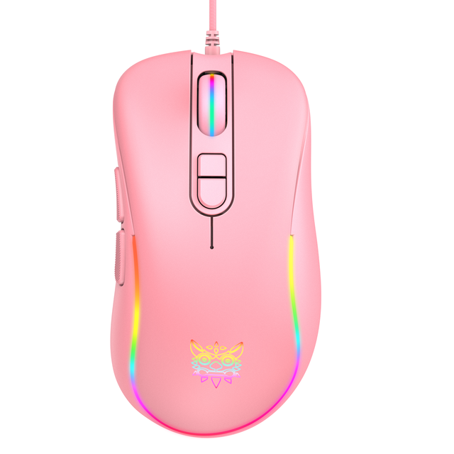 Onikuma CW907 OEM Pink Light Weight Computer Gaming Mouse Custom Logo Wired RGB Optical Gamer Mouse Laptop Gamer Mice