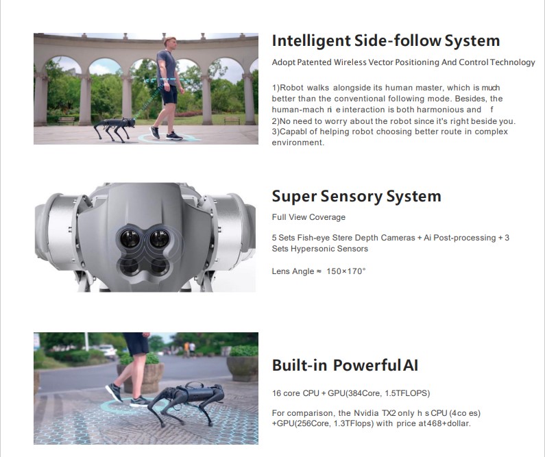 Hot sales AI Secondary Development Robot Dog With Sensor  Intelligent Programmable Spot Quadruped Robotics