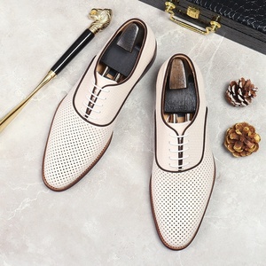 Nouvelles Chaussures Habillées d'Été en Cuir Véritable Ajoure, à Lacets et Bout Pointu, Grande Taille, pour Mariage et Affaires, Homme, Résistantes à l'Usure - Product Image 3
