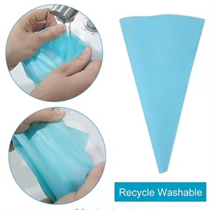 Pochette à douille en silicone réutilisable pour crème et pâtisserie, avec ensemble de douilles en acier inoxydable, outil de décoration de gâteaux DIY - Product Image 5