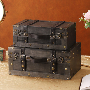 Mystic Arts Retro Wooden <b>Storage</b> <b>Box</b> Plywood Flip Lid Jewelry <b>Box</b> Decorative Ornament Photography Prop - Product Image 3