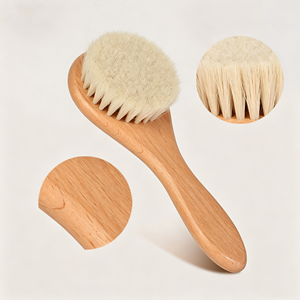 Spazzola per la cura personale del barbiere, per la pulizia di barba e capelli del viso, strumento per taglio capelli da uomo, spazzola per <span class=keywords><strong>collo</strong></span> in morbida lana con manico in legno - Product Image 5