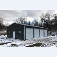 Garage économique moderne à ossature métallique avec panneaux isolants, auvents de stationnement pour voitures, abri préfabriqué en acier léger, mini-entrepôt