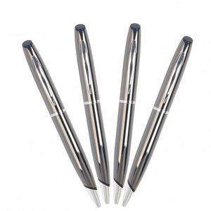 Stylo bille publicitaire personnalisé de haute qualité avec logo, pointe de 1,0 mm, en métal gris, design élégant et moderne pour les entreprises - Product Image 1