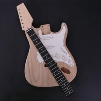 TC DIY Solid Unfinished Basswood Maple 6-String Electric Guitar Kit S-S-S Pickups Laurel Fingerboard ST Beginners Open Matt
