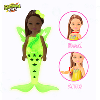 SUNSEED Poupée sirène lumineuse de 6 pouces, mini jouet de dessin animé en plastique, version Q interactive pour filles, cadeau tendance pour enfants