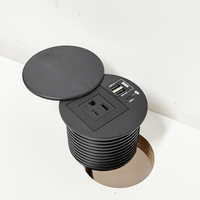 Prise de bureau ronde étanche dissimulée 65W USB-C PD à charge rapide, prise de courant encastrée type US pour comptoir de cuisine