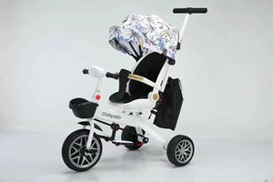 Vente en gros d'usine, vélos à trois <span class=keywords><strong>roues</strong></span> en acier à haute teneur en carbone pour enfants, 4 en 1, ticycle, poignée de poussée réglable, ceinture de sécurité à trois points, auvent - Product Image 3