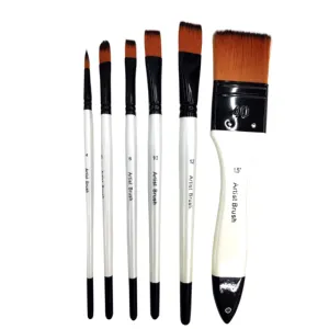 6pcs Artist Paint Brush Set Nylon Hair Watercolor Acrylic Oil Painting Brushes Drawing Art Supplies