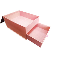Boîte cadeau rose pailletée de qualité supérieure à 2 niveaux, boîte rigide personnalisée avec logo et tiroir pour cadeaux de demoiselle d'honneur et de mariage
