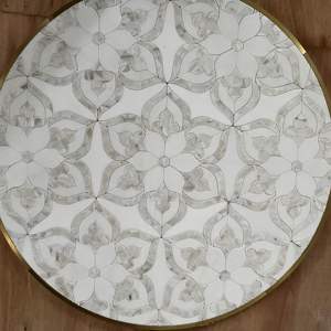 Mosaïque de marbre personnalisée noir et blanc, motif floral, design classique, <span class=keywords><strong>tapis</strong></span> de marbre - Product Image 6