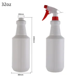 Bouteilles de pulvérisation vides en PEHD de 32oz en gros d'usine avec pulvérisateur à gâchette pour le nettoyage