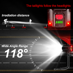 Nuevas cuentas de lámpara de plástico ABS doble T6 con batería de litio 2000 Ma integrada, luz delantera de bicicleta <span class=keywords><strong>LED</strong></span> de carga solar - Product Image 6