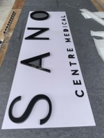 Enseigne personnalisée en acrylique avec logo |   Peinture fine écologique en spray avec lettrage, ruban adhésif 3M complet, garantie 3 ans pour la décoration intérieure et les devantures de magasins