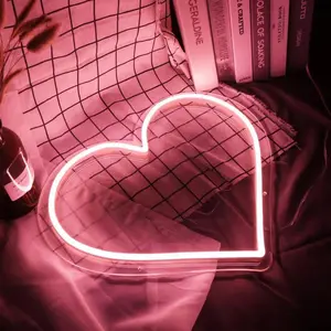 2023 Fashion Heart Letter acrilico LED Neon Open Sign insegna al Neon personalizzata