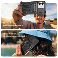 Nouvelle coque robuste LeYi avec cache-caméra coulissant, béquille et protection antichoc pour iPhone 17, 15, 16, 14 Pro Max Air