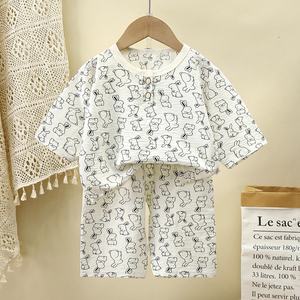 Ensemble <span class=keywords><strong>Pyjama</strong></span> Décontracté à Manches Mi-Longues pour Enfants Vêtements d'Intérieur d'Été Populaires en Coton Nuage Fin pour Pièces Climatisées Garçons Filles Dessin Animé - Product Image 6
