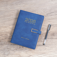 Cahiers Wire-O en cuir PU fermeture magnétique, porte-stylo et finition feuille d'or