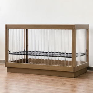 Set Perlengkapan Bayi Tempat Tidur Bayi Kayu Akrilik yang Dapat Disesuaikan di Samping Tempat Penitipan Anak dengan Kasur - Product Image 3