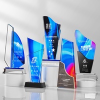 Trophée en cristal avec impression couleur personnalisée, plaque en verre gravée avec logo, trophée personnalisé pour entreprise