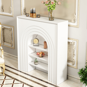 INNOVA Home Contemporary Solid Wood White Color <strong>Mantel</strong> Look Arched Storage <strong>Shelf</strong> for Living Room Entry - Product Image 4