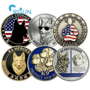 Souvenirs personnalisés, Pièces commémoratives et Pièces <span class=keywords><strong>de</strong></span> défi K9 personnalisées, motif Ligne bleue fine, pour le soutien canin et la prière - Product Image 1