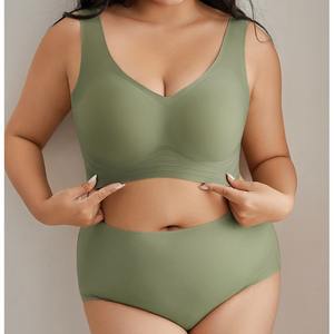 女性の夏の固体シームレススポーツブラ大サイズワイヤレス通気性ソフト薄い快適な日常使用ブラ - Product Image 2